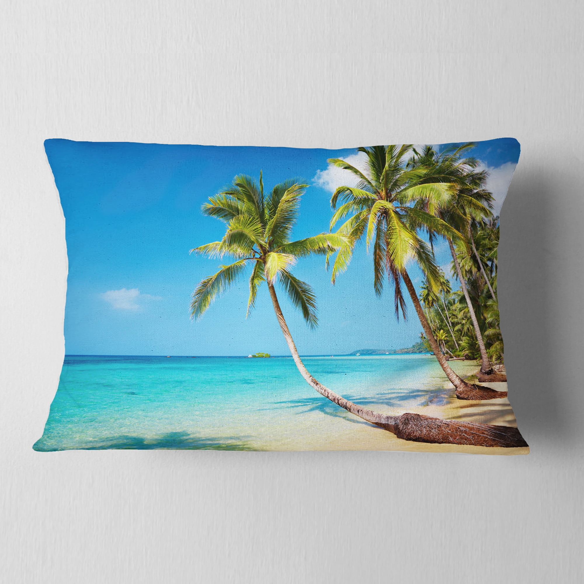 Designart Tropical Beach - Photography Seascape Throw Pillow - 12x20
