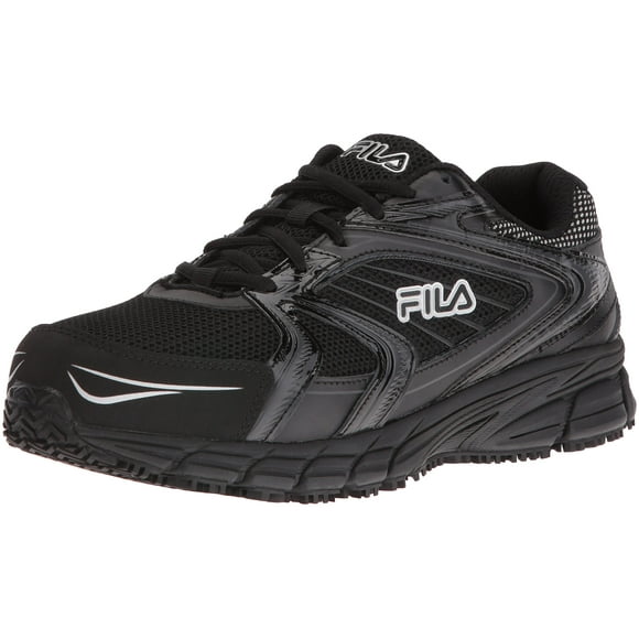 Fila Men's Memory Reckoning 7 Work Slip Resistant Steel Toe Running Shoe, Black/Metallic Silver, 11.5 M US