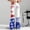 Blue, variant on 250th America Independence Day Flared Pants for Women - Vintage 1776-2026 Freedom Print Bell Bottoms - High Waist Drawstring Wide Leg Lounge Trousers with Pockets Multicolor M