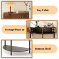 thumbnail image 5 of Tcbosik Half Moon Console Table with Storage, Small Sofa Table with Shelf and 2 Drawers, Narrow Entryway Table for Living Room, Hallway, Foyer, Brown, 5 of 6