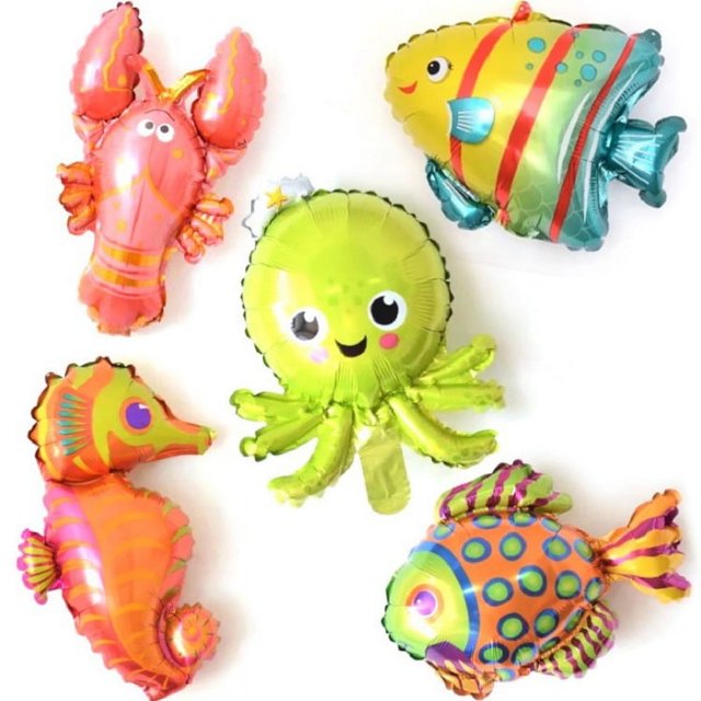 Globo de película de aluminio con forma de pez oceánico, tiburón, pulpo, caballito de mar, pez tropical, globo, pez payaso, globo de animal