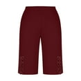 thumbnail image 5 of Lenpel Biker Shorts for Women Soft High Waisted Stretchy Side Lace Bermuda Gym Yoga Shorts Knee Length Workout Leggings, 5 of 7