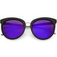 thumbnail image 1 of Women's Oversize Round Cat Eye Sunglasses Mirrored Lens 55mm (Black / Purple Mirror), 1 of 4