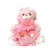 Pink Teddy Bear Pink I Love You Heart Pink 4 Inch Flower.Plush:Pink. TB8054
