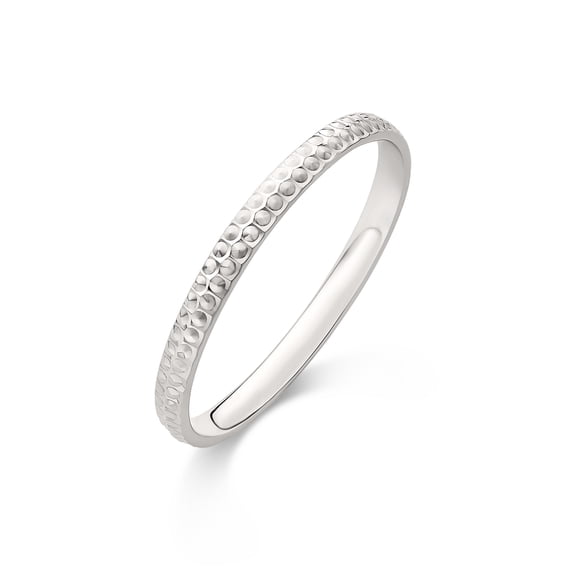Women's Diamond-Cut Wedding Band & Stacking Ring in Solid 14K White Gold, 2mm, Faceted Gold Wedding Band & Stacking Ring, Genuine 14K White Gold (Stamped for Authenticity), Size 6