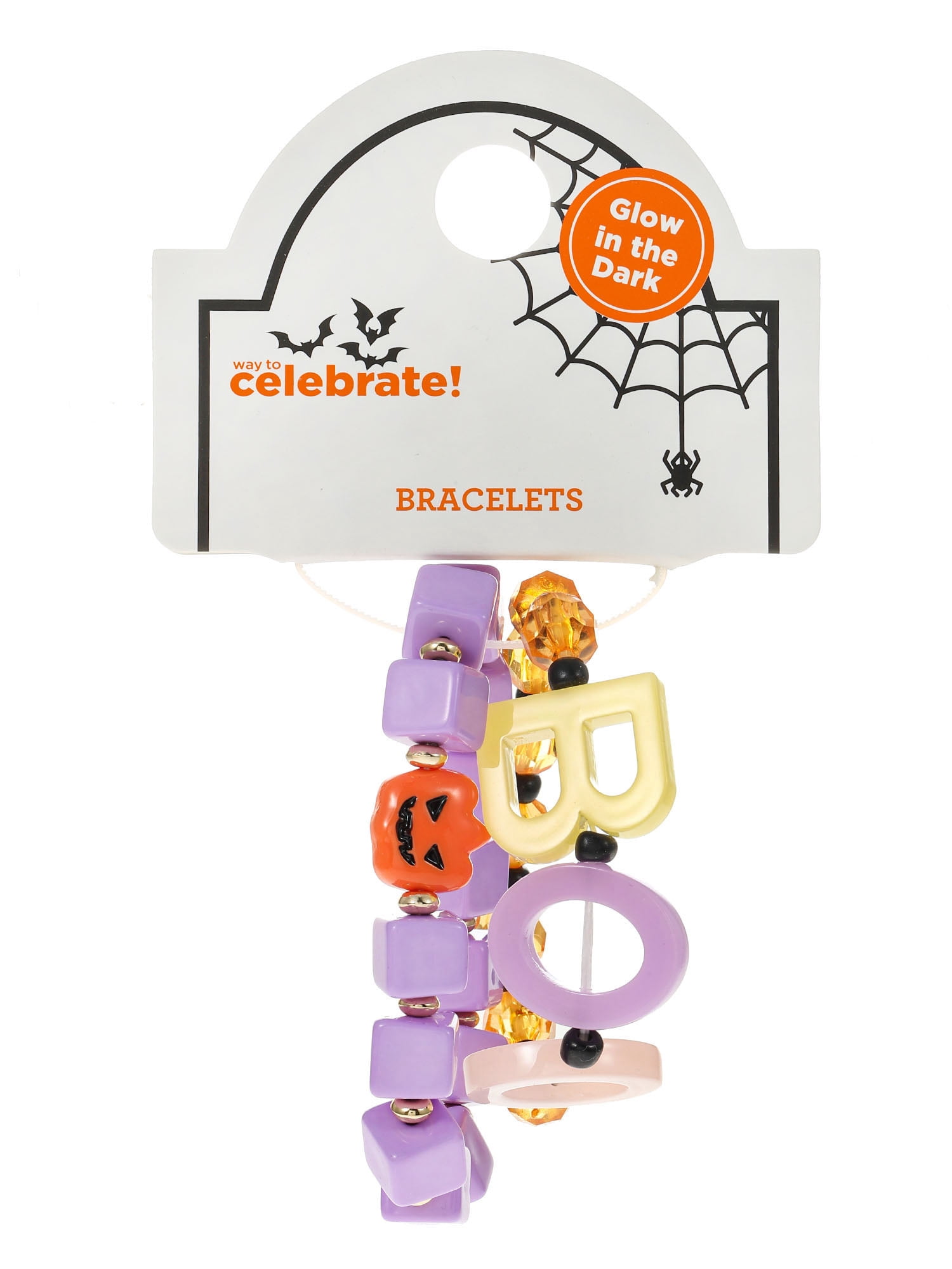 Way to Celebrate "BOO" Halloween Beaded Stretch Bracelet Set, 2 Pieces