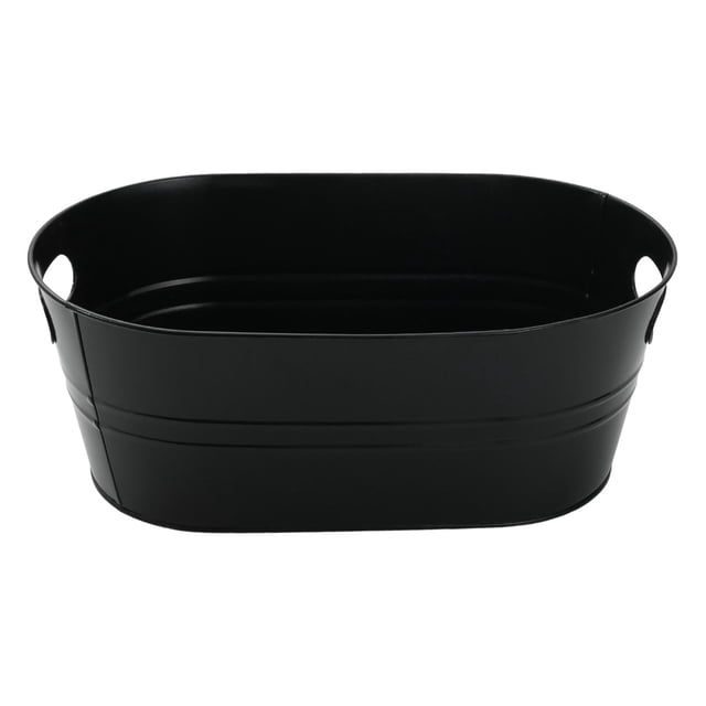 Cubo de hielo ovalado con asa de transporte, versátil, para bebidas, organizador de baño, clásico negro