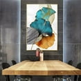 thumbnail image 2 of Ginkgo Leaf Canvas Wall Art Hanging Wall Decor Style B, 17.72" x 11.81" Golden and Blue Plant Leaves Painting, for Kitchen, Living Room, Bedroom, Entryway (No Frame), by Kingtowag, 2 of 3