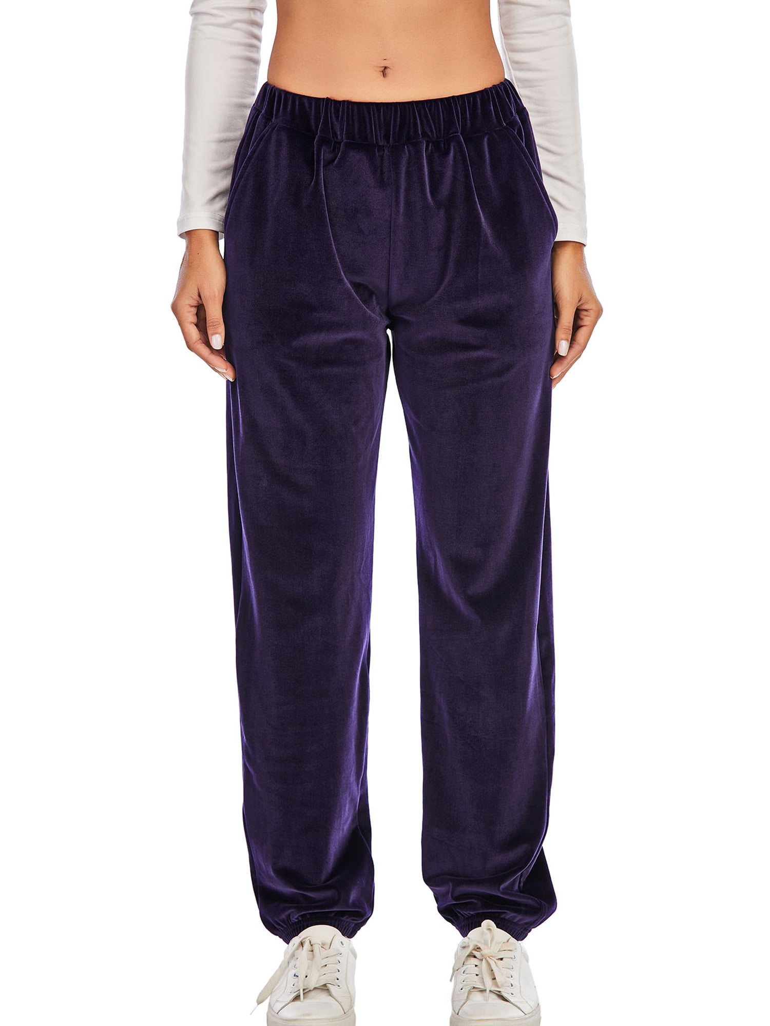 SAYFUT Women's Velour Track Pant Open 