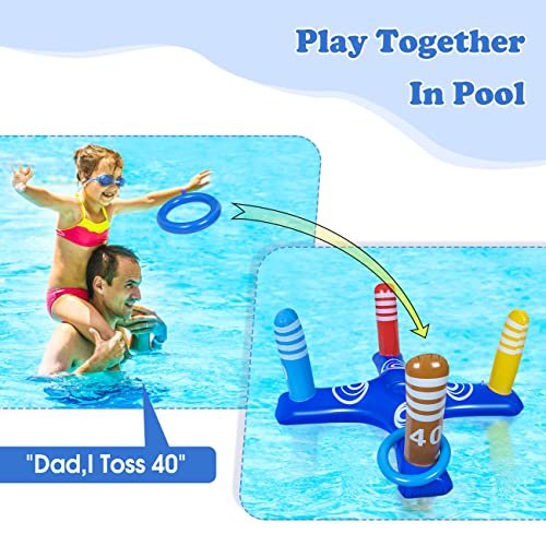Juguetes inflables para alberca DuDuand para niños 4-8-12, Ring Toss Kids Pool Games Playa DuduLand DuduLand
