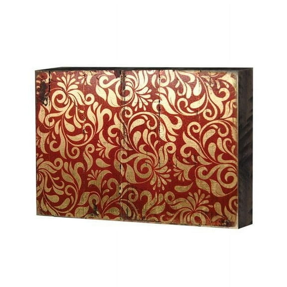 Designocracy 95006-08 Patterned Rustic Wooden Block Design Graphic Art
