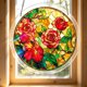 thumbnail image 2 of Atrapasueños de acrílico con forma de rompecabezas para colgar en la ventana | Atrapasueños redondo de vidrieras florales para uso interior y exterior, 2 of 7