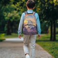 thumbnail image 4 of POLERO White Horse Lavender Design 17 Inch Backpack for Teenagers, Polyester Lightweight with Side Pocket Travel Ruckpack for Work, 4 of 10