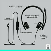 Logitech H570e Binaural On-Ear USB-C Wired Stereo Headset Black 981001429