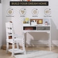 thumbnail image 3 of EastVita Kids Study Desk and Chair Set Compact Wooden Study Table with Adjustable Chair 2 Open Drawers Hutch Corkboard and Pen Holders for Homework and Art, 3 of 5