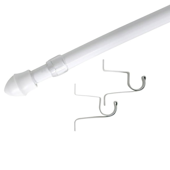 White Café Curtain Rod 19" to 29" Adjustable - Diam 1/2"