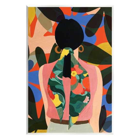 Stupell Industries Contemporary Floral Patterned Girl Graphic Art Unframed Art Print Wall Art, Design by Emily Kopcik