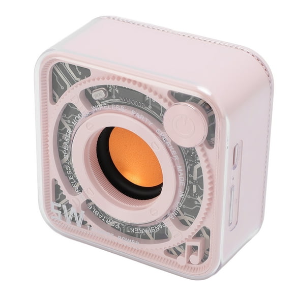 Portable BT Speaker,5W 8cm Outdoor BT Speaker with Lights and Lanyard Loud Sound Transparent Deep Bass Colorful Travel Speaker with 400mAh Battery for Home Party Travel Camping