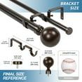 thumbnail image 3 of Urbanest Steel Ball Manhattan 1" 5/8" Double Drapery Curtain Window Rod Set - 84" to 120", Bronze, 3 of 6