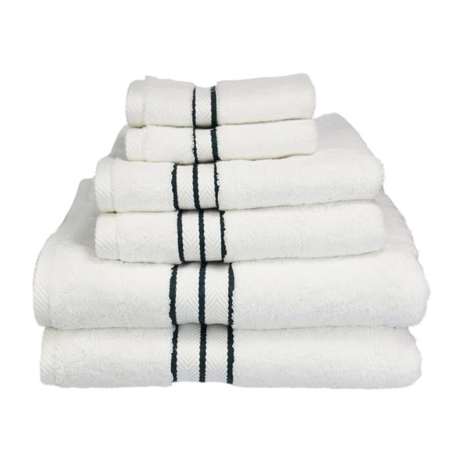 Superior 900GSM H 6PC SET TL 900 Gsm Egyptian Cotton Towel Set White With Teal Border 6 Pieces Walmart