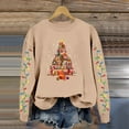 thumbnail image 2 of Oversized Sweaters for Women Crew Neck Tree Printed Fashion Long Sleeve Boho Tops for Women,Khaki,XL, 2 of 4
