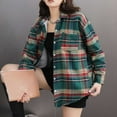 thumbnail image 5 of FDGIU Women's Plaid Flannel Shacket Jacket - Cozy Lapel Button-Down Shirt Coat, Fall Winter Fuzzy Trench Oversized Outerwear, 5 of 5