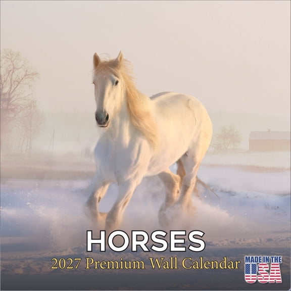 MegaCalendars 2026-2027 Horses Wall Calendar, 12x12 Bonus Month Equine Scenic Edition, Made in USA