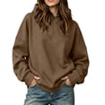 thumbnail image 3 of Baggy Hoodie Zaewscy Fashion Women's Casual Comfortable Solid Hoodie Long Sleeve Hooded Sweatshirt Blouse Coffee M, 3 of 9