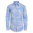thumbnail image 1 of Calvin Klein Boys' Big Long Sleeve Patterned Dress Shirt, Style with Buttoned Cuffs, Ocean Blue, 16, 1 of 2