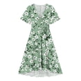 thumbnail image 6 of YuXingFu Cotton Dresses for Summer Mid-Length V-Neck Plus Size Womens Dress Short Sleeve Floral Casual Summer Army Green S, 6 of 6