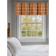 thumbnail image 4 of Kitchen Valances for Window, Autumn Orange Gradient Plaid Light Filtering Rod Pocket Valance Curtain, Gingham Check Short Curtains Window Topper for Bedroom Bathroom Living Room 54x18in, 4 of 8
