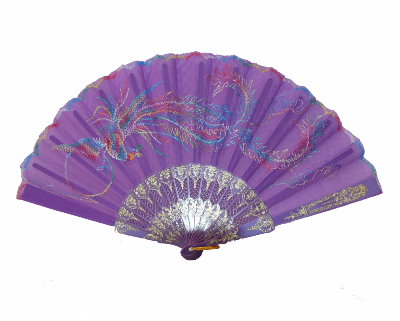 purple hand fan