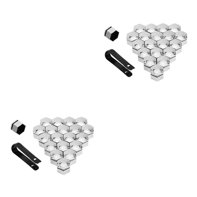 ZheElen 20Pcs Car Wheel Nut Caps Plastic Waterproof Auto Hub Screw Cover Thread Design Rims Exterior Decoration Good Sealing Silver 2Set