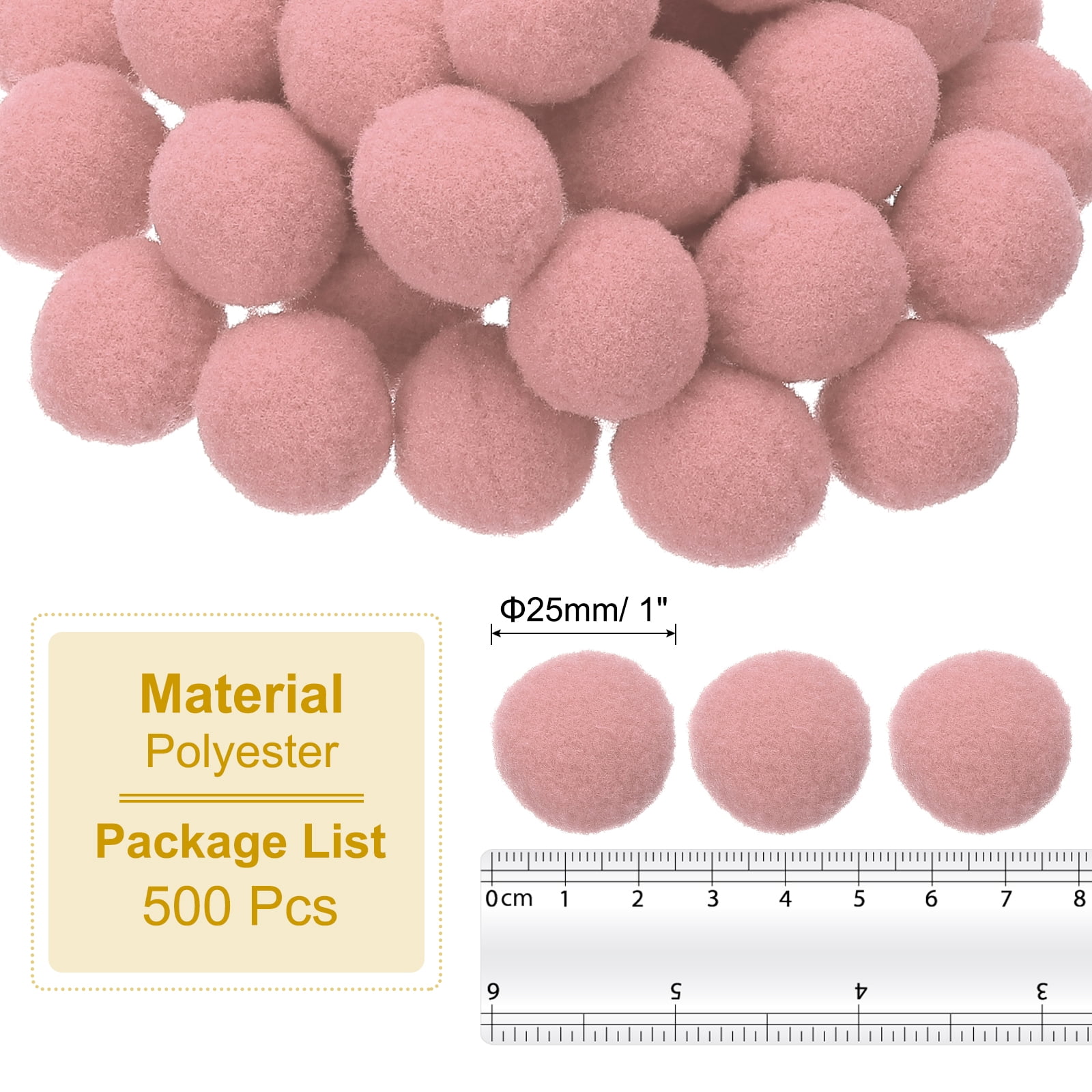 1inch Pom Poms for Crafts, 500pcs Pompoms for Crafts Puff Balls Bulk Fuzzy Balls for Hats Christmas Art DIY, Dark Pink