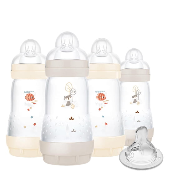 Biberones Anticólicos MAM Azul Silicona Flujo Medio para Bebés de 2 Meses en Adelante