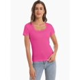thumbnail image 3 of Women's T Shirts Short Sleeve Scoop Neck Basic Going Out Tops Fashion Slim Fit Tee, 3 of 6