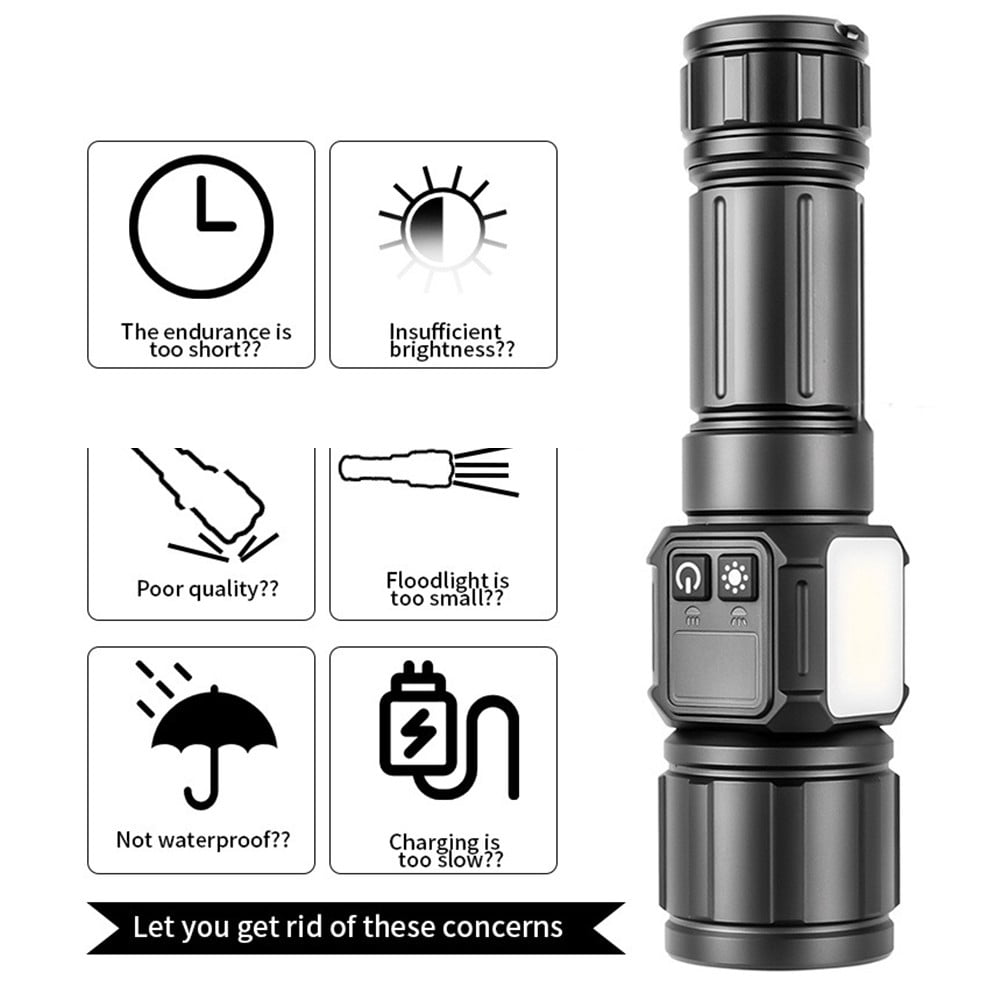 Goader Long-range Power Torch LED Flashlight Light Lantern USB Rechargeable Waterproof - for Outdoor