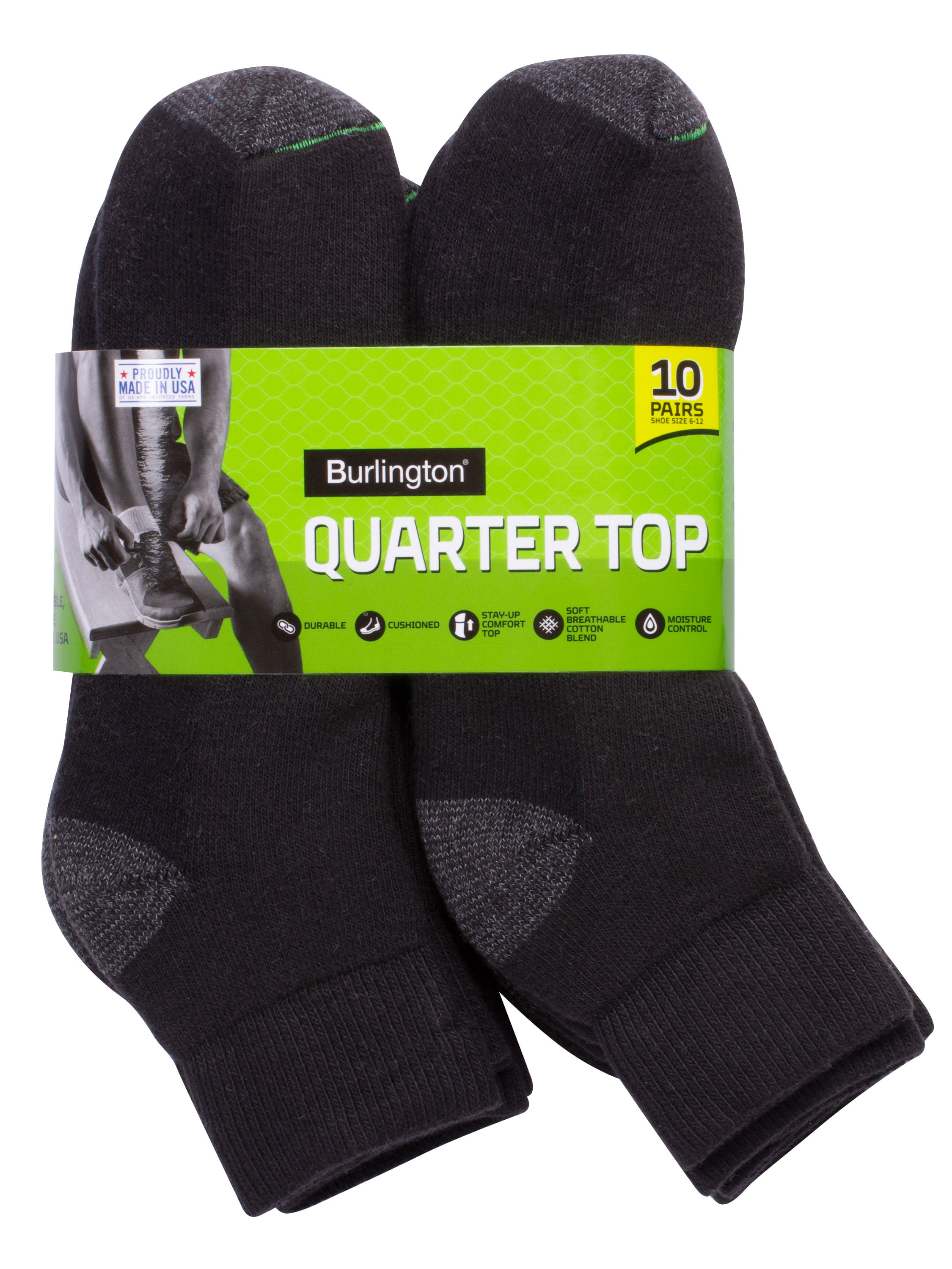 Burlington Mens Cotton Quarter Socks Comfort Power 10-Pack