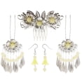 thumbnail image 1 of Pendientes de flores perfecl palo de cabellero Borla kimono Joyería Amarillo claro, 1 of 8