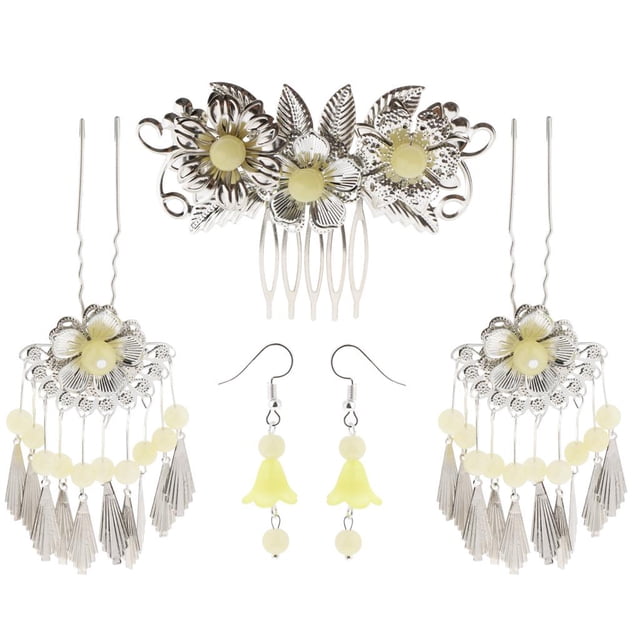 Pendientes de flores perfecl palo de cabellero Borla kimono Joyería Amarillo claro