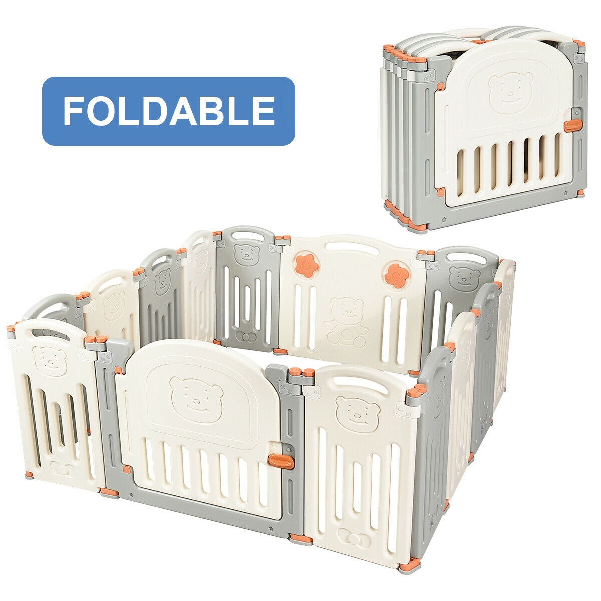 Foldable Baby Playpen 14 Panel Activity Center Safety Play Yard w/ Lock