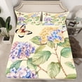 thumbnail image 2 of Spring Floral Bed Sheets Set For Girls Rustic Hydrangea Flower Queen Size Sheet Sets,Kawaii Wild Butterfly Bed Set Beige Fitted Sheet Green Leaves Top Sheet Floral Home Decor,Cozy 4pcs, 2 of 5