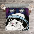 thumbnail image 3 of Ambesonne Cat Quilted Bedspread Set 3 Pcs, Kitten Astronaut Cosmic, Queen Size, Purple White, 3 of 3