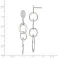 thumbnail image 3 of Sterling Silver Polished Textured Circle & Oval Dangle Post Earrings, 3 of 3