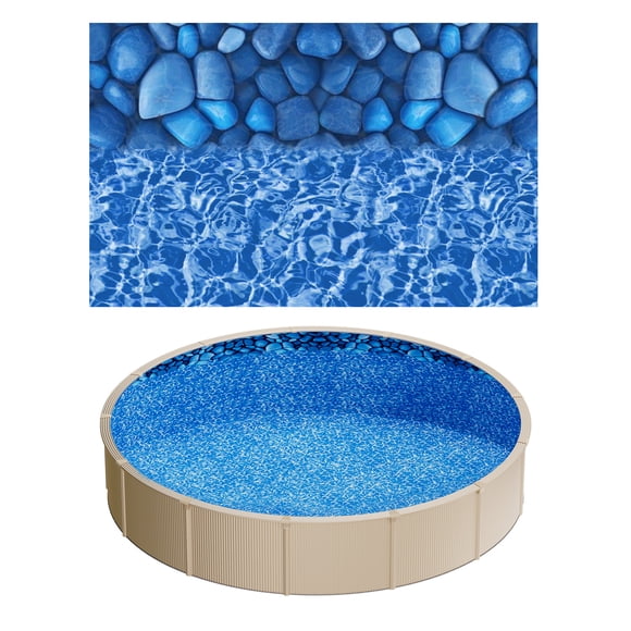 KFFKFF 24ft Pool Liner, Round Overlap Swimming Pool Liner for 52 in Wall Height, Premium Vinyl, Easy Install with Leak-Proof Patches
