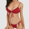 thumbnail image 6 of WREESH Womens Two Piece Swimsuit String Bikini Sets Solid Color Fashion Casual Broadband Sling Binding Bikinis Sets Beach Bathing Suit Red, 6 of 6