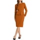 thumbnail image 2 of Vestido ajustado de peplum para mujer INSPIRE CHIC, cuello redondo, de manga larga, cintura alta, midi, vestido de trabajo, color caramelo, talla S, 2 of 6
