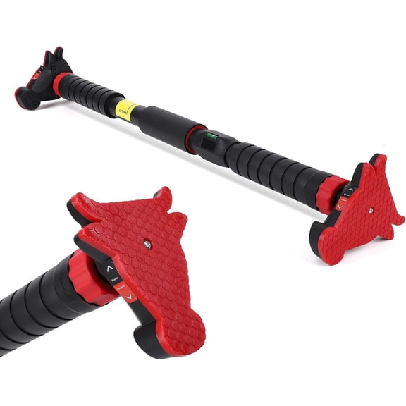 Adjustable Pull Up Bar for Doorway 27-42"with Level Meter,Strength Training Pull-Up Bars, No Screws Needed, Safety Locking Chin Up Bar for Cement Walls, Security Doors and Hallways, Max Load 550 LBS