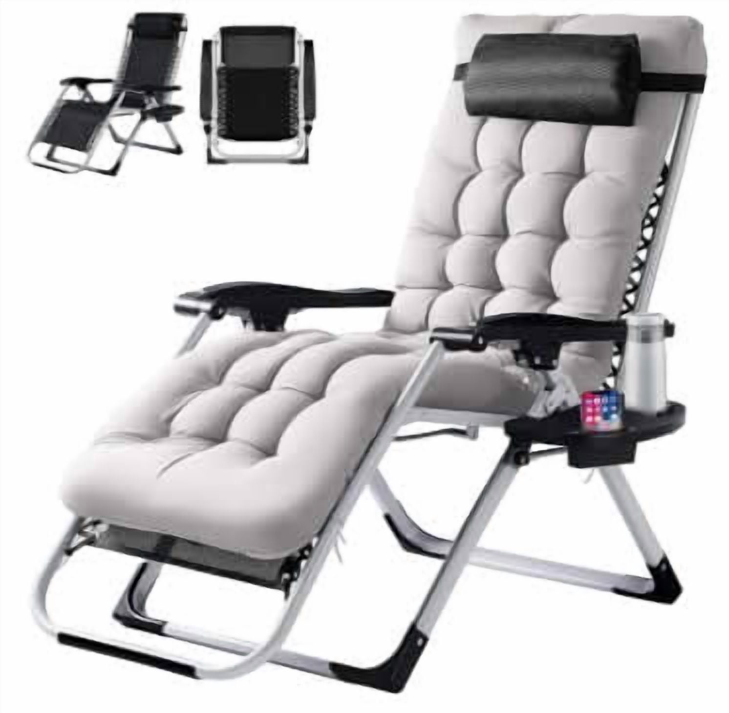 MAYEERTY Zero Gravity Chair Reclining Lounge with Cup Holder Tray Removable Cushion