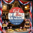 thumbnail image 4 of 4th of July Decorations Patriotic Wooden Sign Decor for Frontdoor,Memorial Day Decorations Sign for Front Door,Welcome Hanging Round Wooden Plaque for Outdoor Decor,11.8x11.8 Inch, 4 of 6
